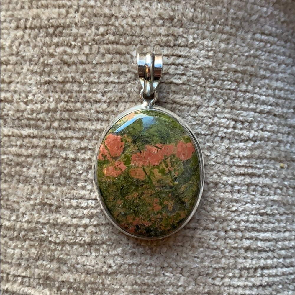 Sterling Silver Unakite Pendant